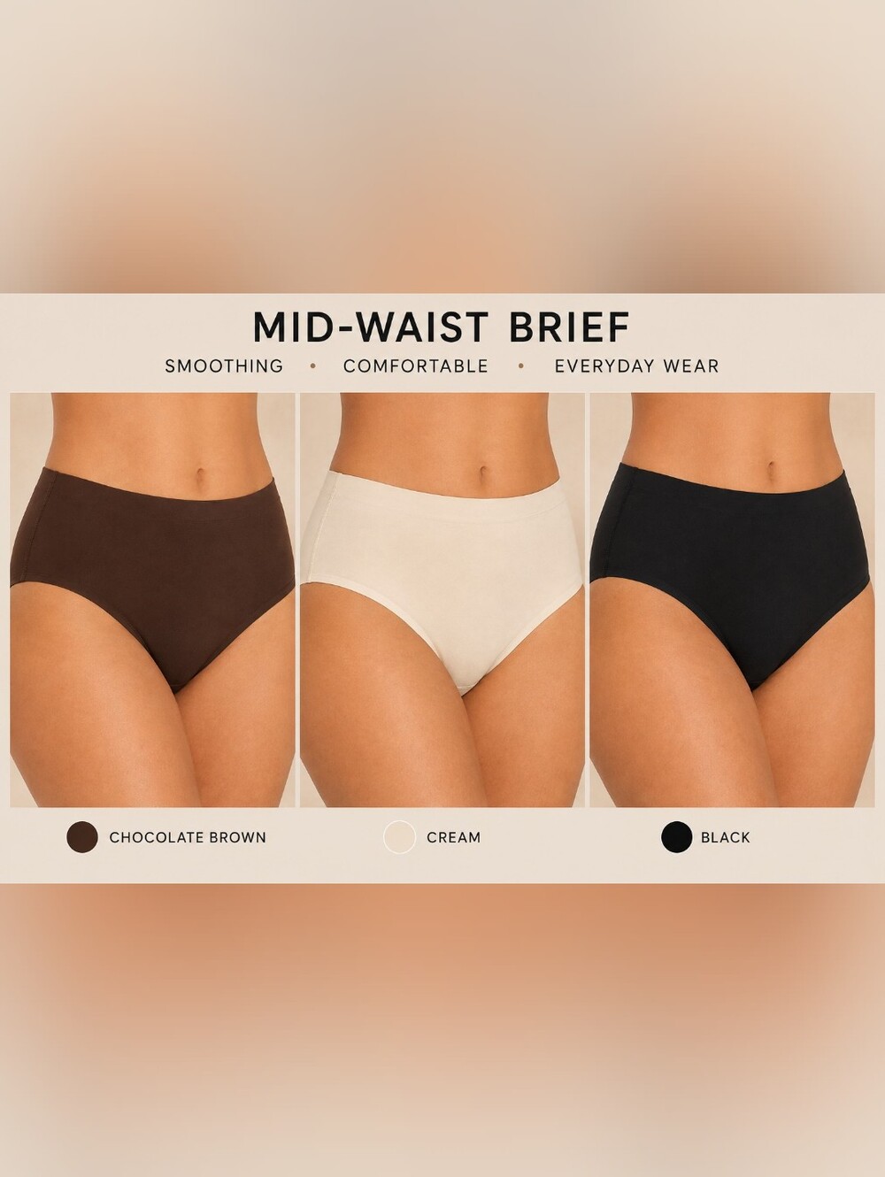Truekind Seamless Stretch Mid-Waist Brief Panty Plus Size 16-24 2XL-4XL
